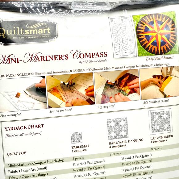 Quiltsmart Printed Interfacing Mini Mariners Compass 8 Panels Quilt Pattern - Picture 5 of 6